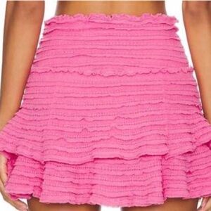 LOVE SHACK FANCY pretty in pink textured mini ruffle skirt! L